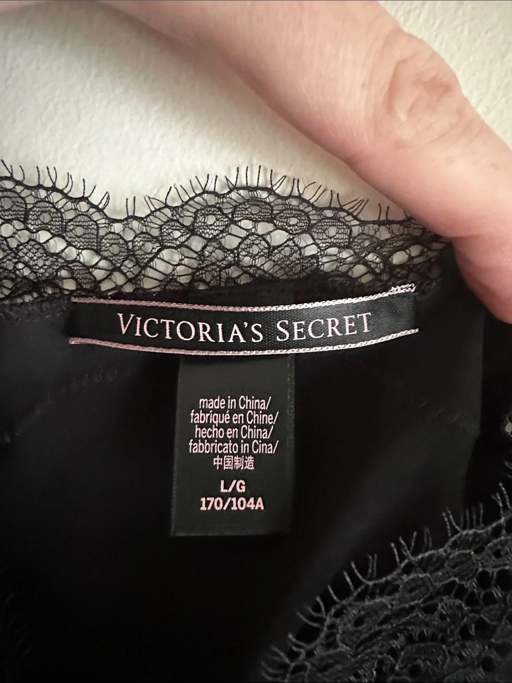 Victoria's Secret Black Satin Cami with Lace Trim